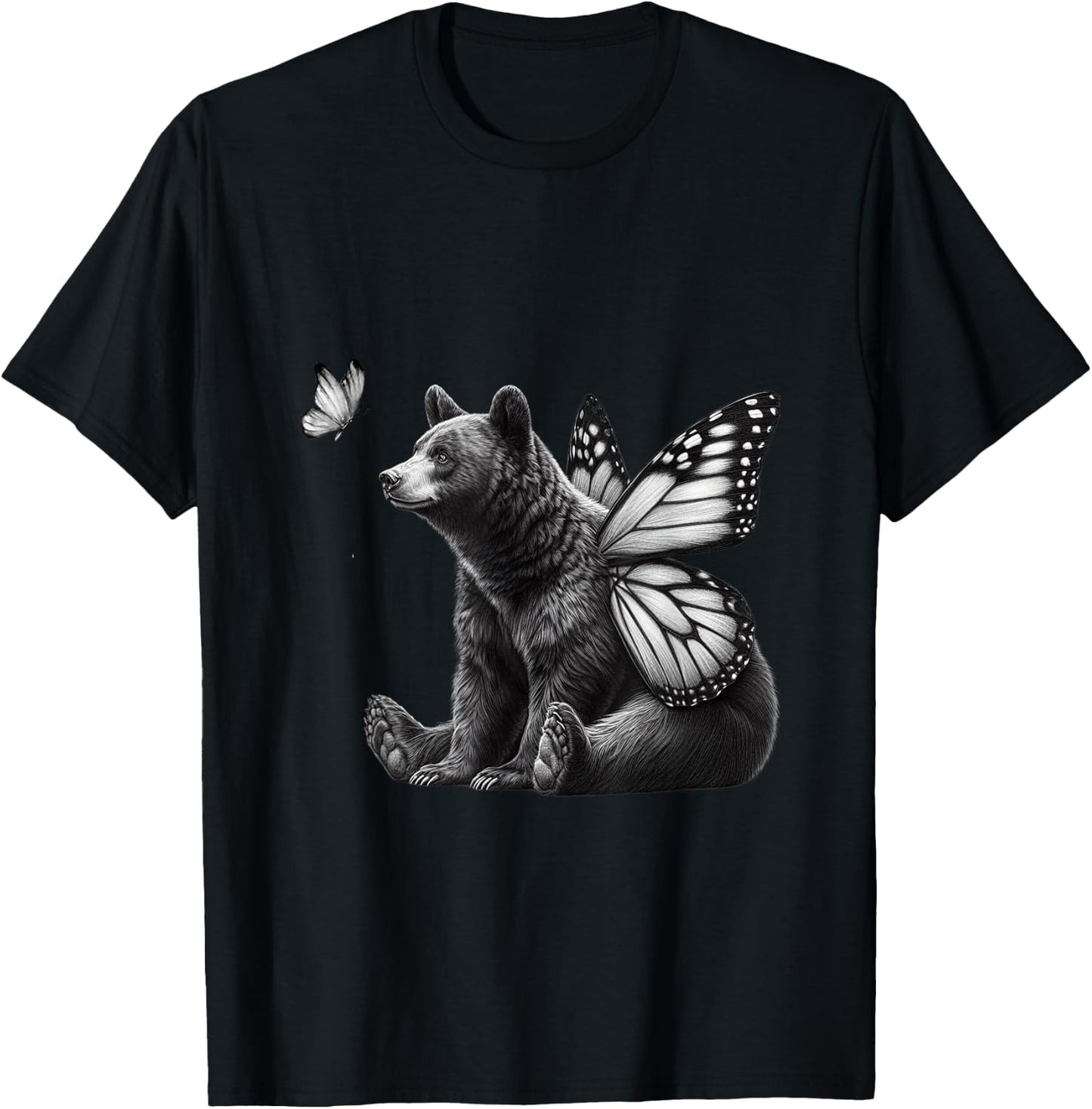 Vintage Butterfly Bear Mama Bear Wild Animal Choose The Bear T-Shirt - T-Shirt | Black