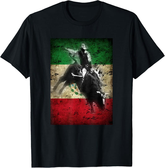 Mexico Bull Riding Ranch Rider Mexican T-Shirt - T-Shirt | Black