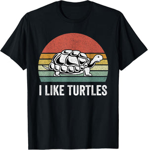 Retro I Like Turtles Turtle Shirt Turtle Lover Gifts Vintage T-Shirt - T-Shirt | Black