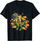 Crazy T-Rex Riding Cat Laser Eye Taco Rainbow Space Dinosaur Women Girls Kids T-Shirt - T-Shirt | Black
