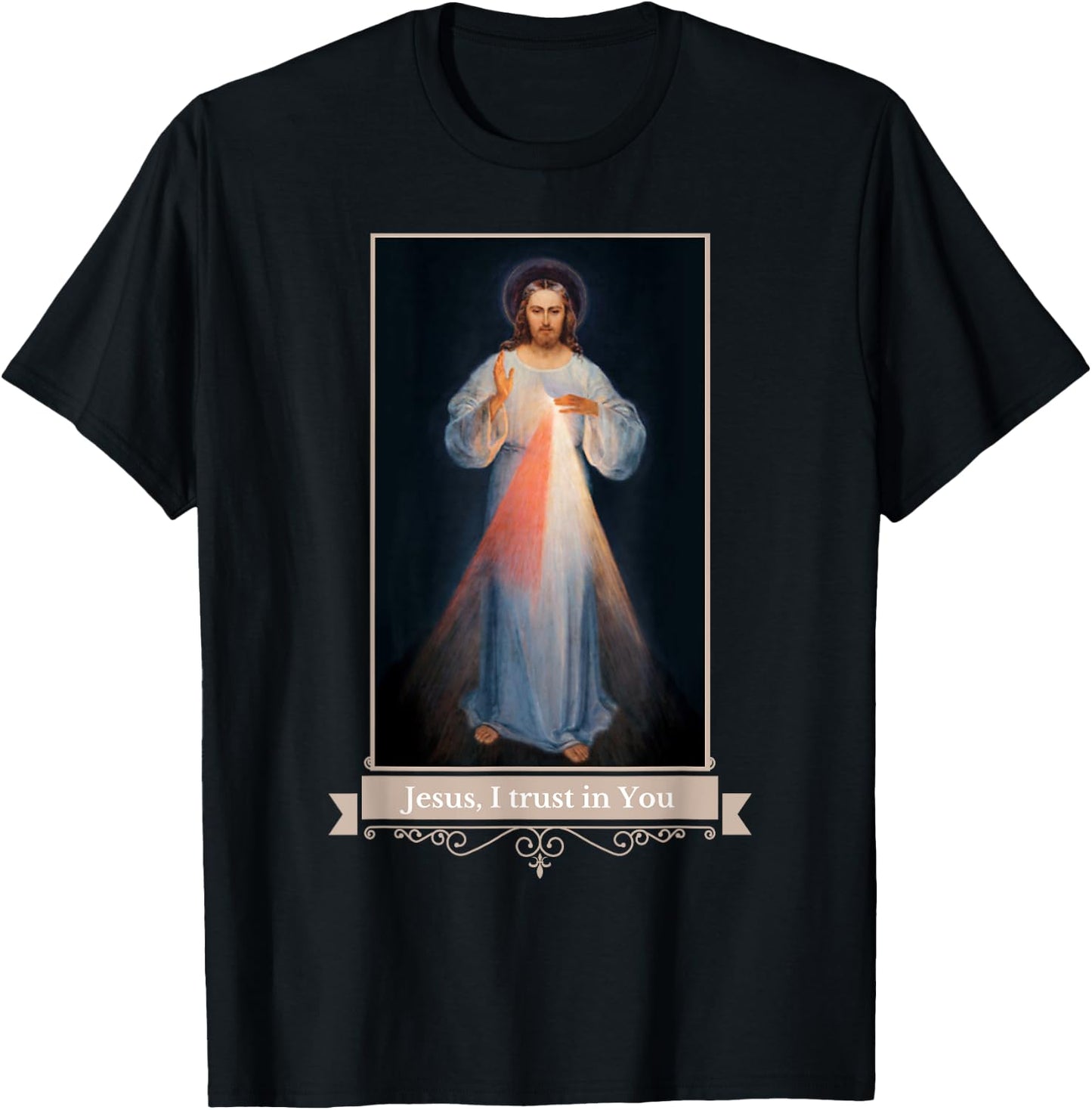 Divine Mercy Jesus I Trust In You Catholic Religious T-Shirt - T-Shirt | Black