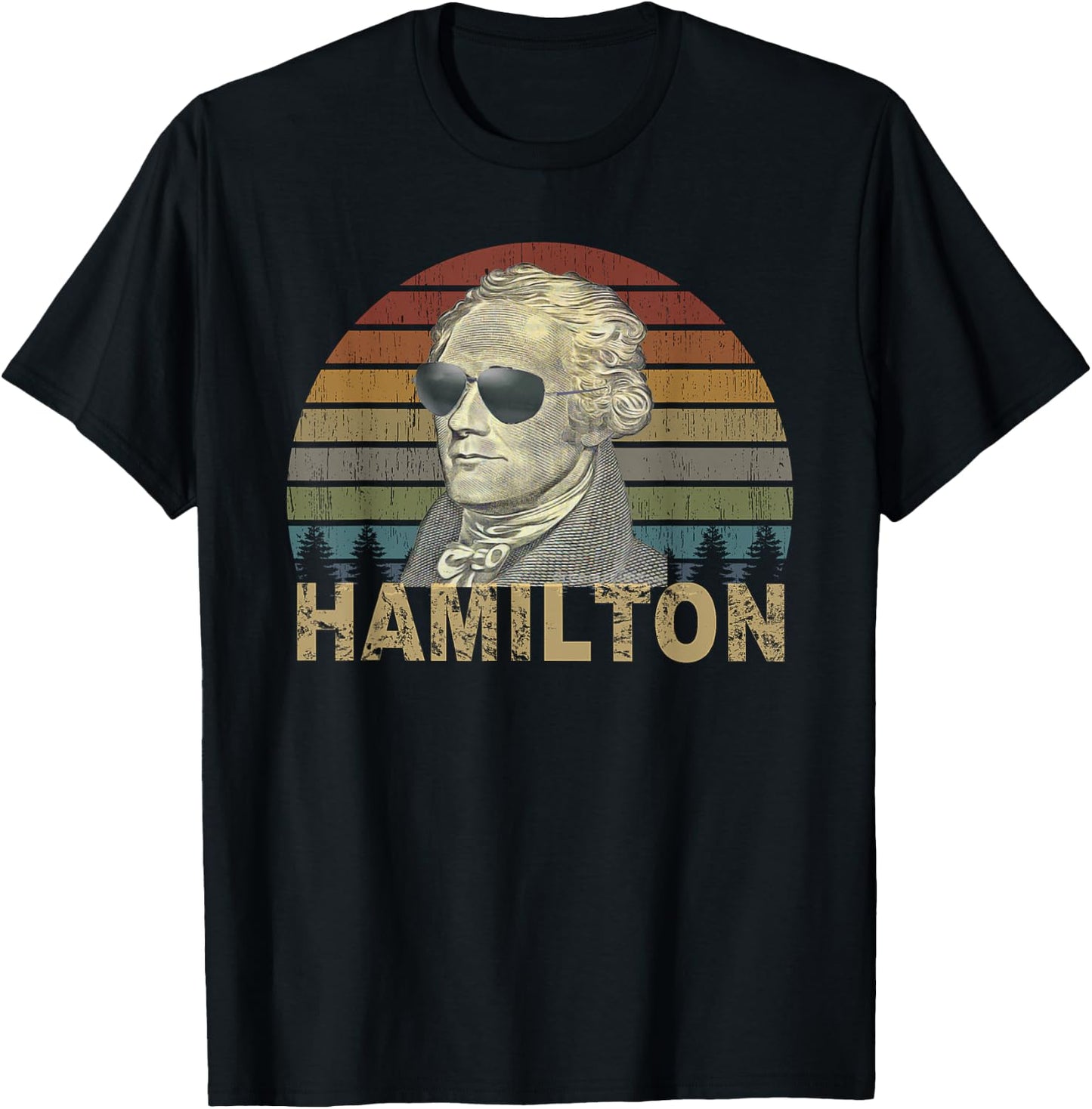 Retro Style Hamilton shirt Wearing Sunglasses T-Shirt - T-Shirt | Black