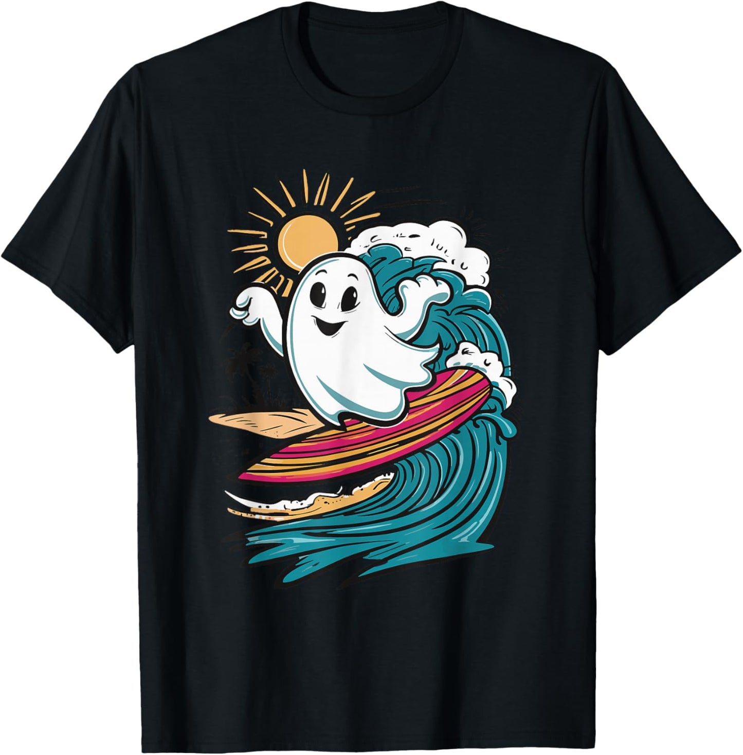 Ghost Surfing Surfboard T-Shirt - T-Shirt | Black