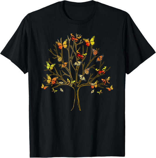 Butterfly Tree of Life Butterflies T-Shirt - T-Shirt | Black