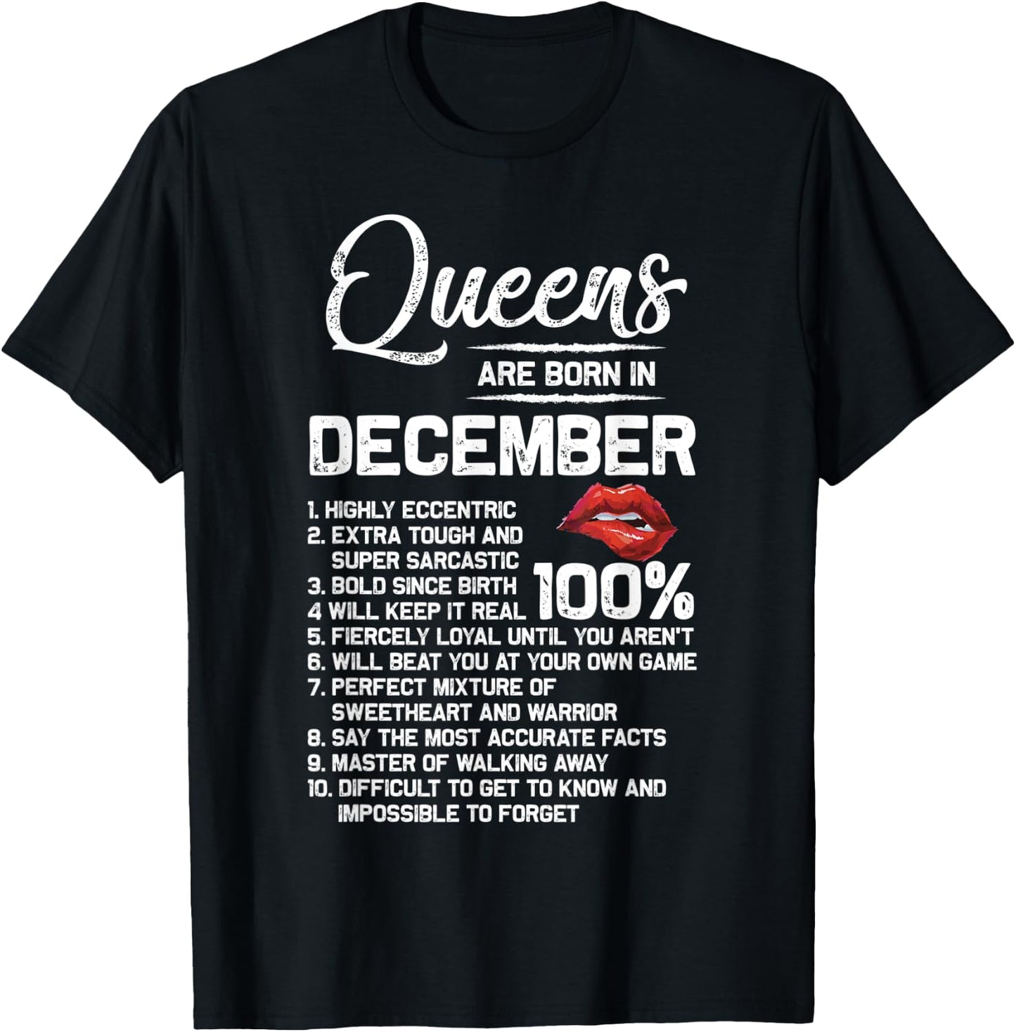 Queens Are Born in December Birthday Gifts T-Shirt - T-Shirt | Black