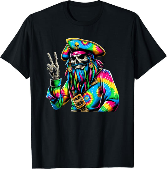 Peace Sign Tie Dye Pirate T-Shirt - T-Shirt | Black