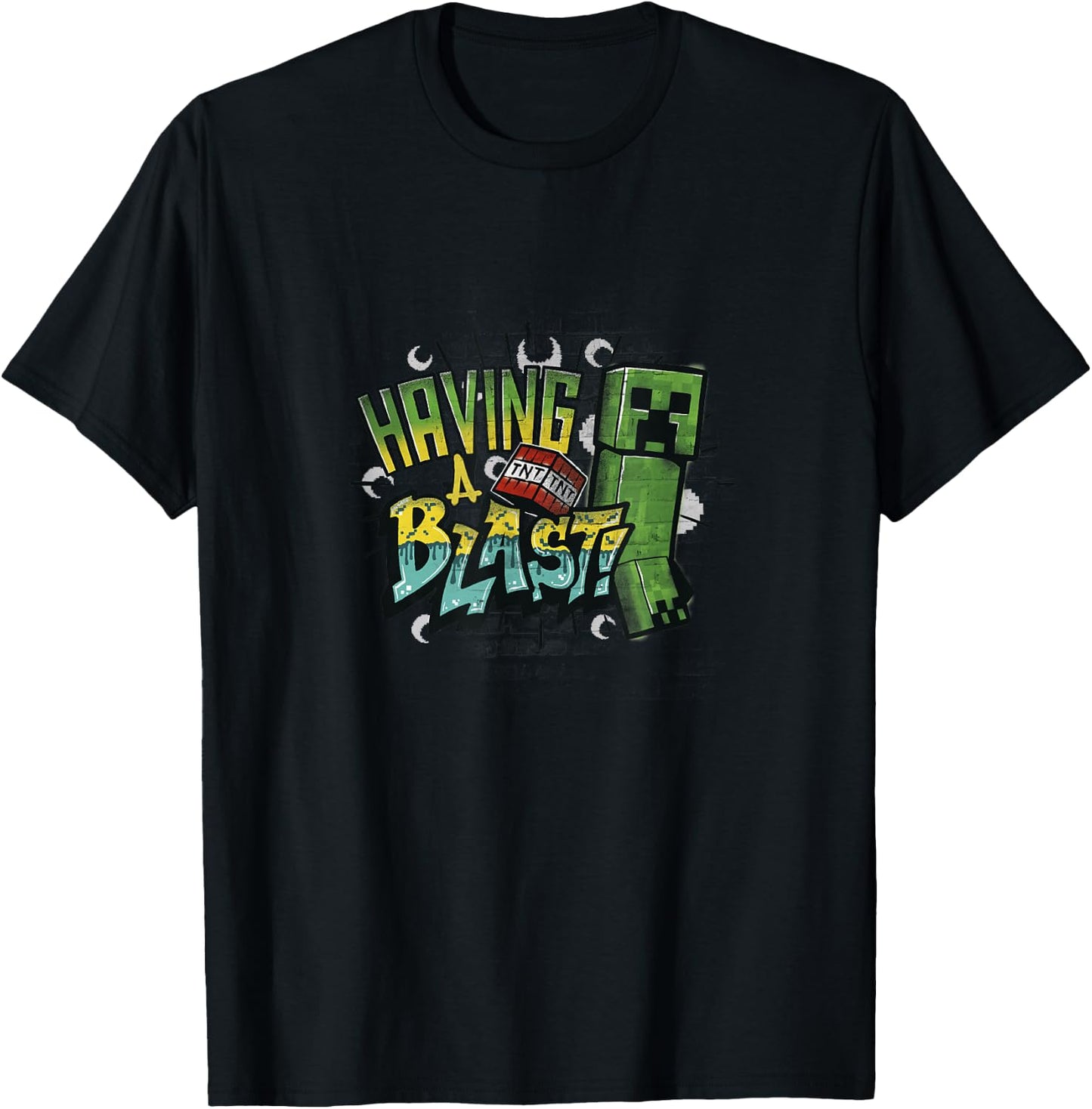 Minecraft Creeper TNT Having A Blast! Color Gradient T-Shirt - T-Shirt | Black