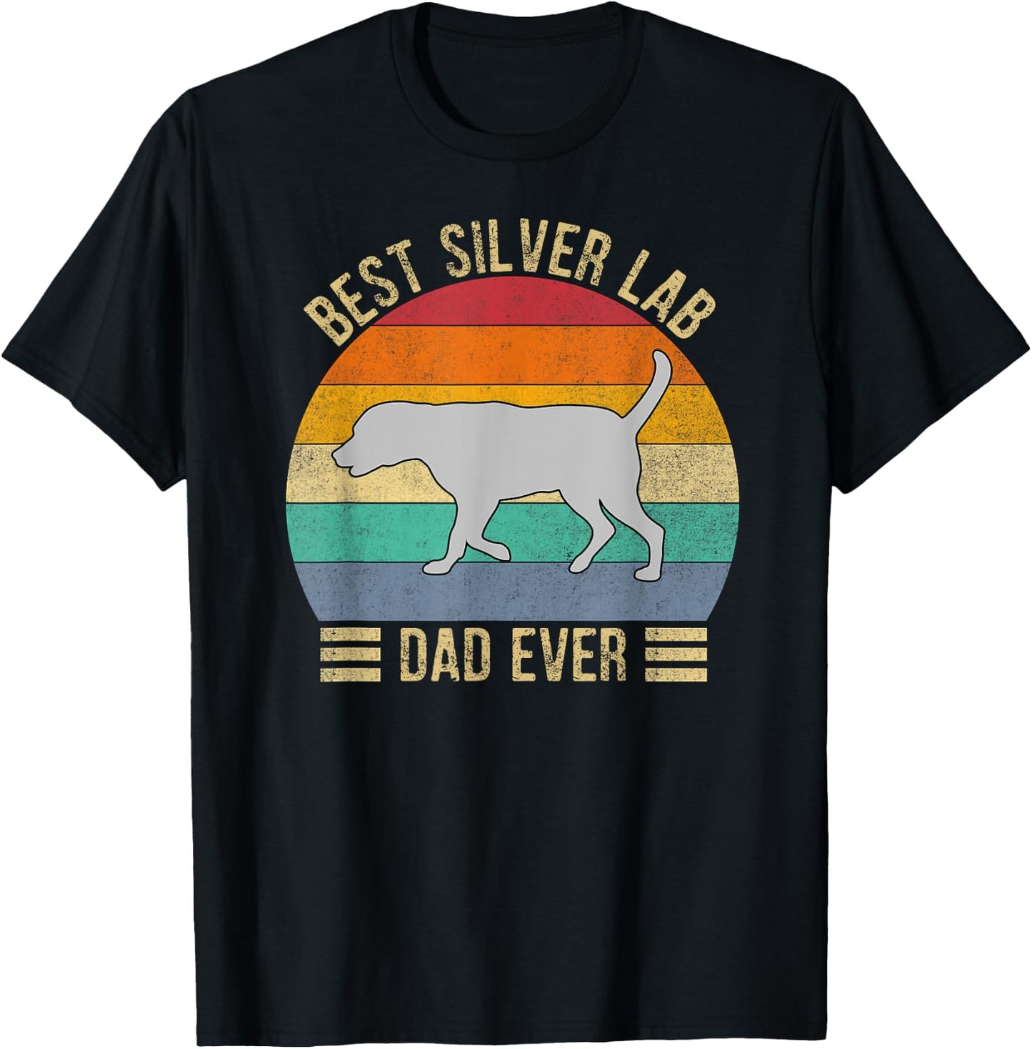 Vintage Retro Best Silver Lab Dad Ever Labrador Retriever T-Shirt - T-Shirt | Black