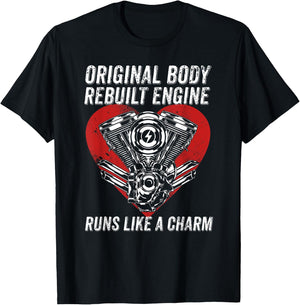 Original Body Rebuilt Engine Runs Like A Charm CABG Heart T-Shirt - T-Shirt | Black