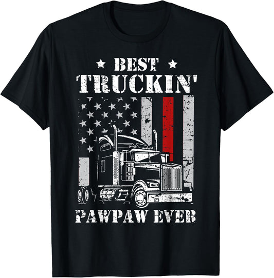 Best Truckin' Pawpaw Ever Flag Father's Day T-Shirt - T-Shirt | Black