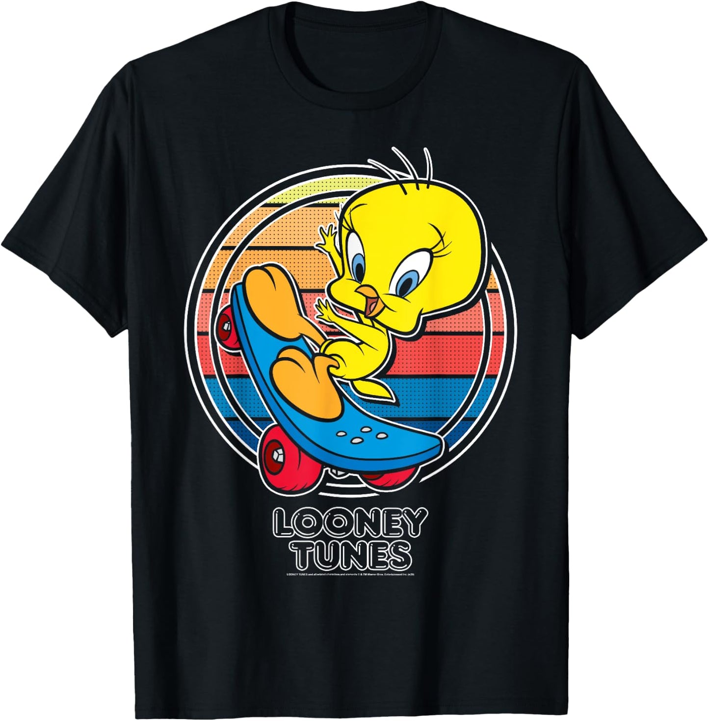 Looney Tunes Tweety Bird Skate Portrait T-Shirt - T-Shirt | Black