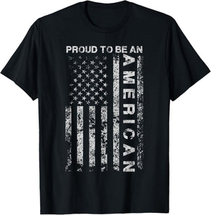 Proud to Be an American American Flag USA Gift T-Shirt - T-Shirt | Black