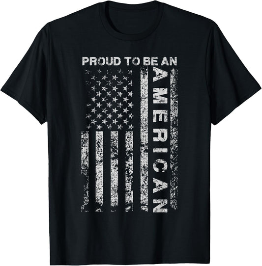 Proud to Be an American American Flag USA Gift T-Shirt - T-Shirt | Black