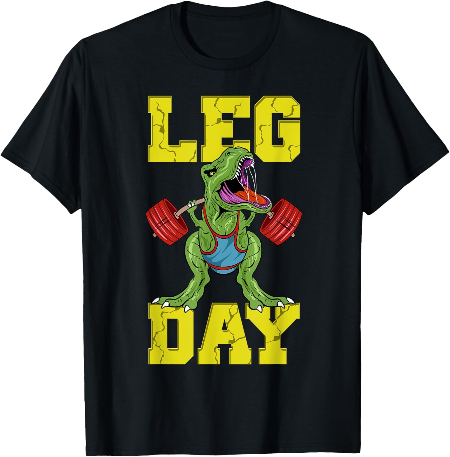 Leg Day Dinosaur Weight Lifter Barbell Training Squat T-Shirt - T-Shirt | Black