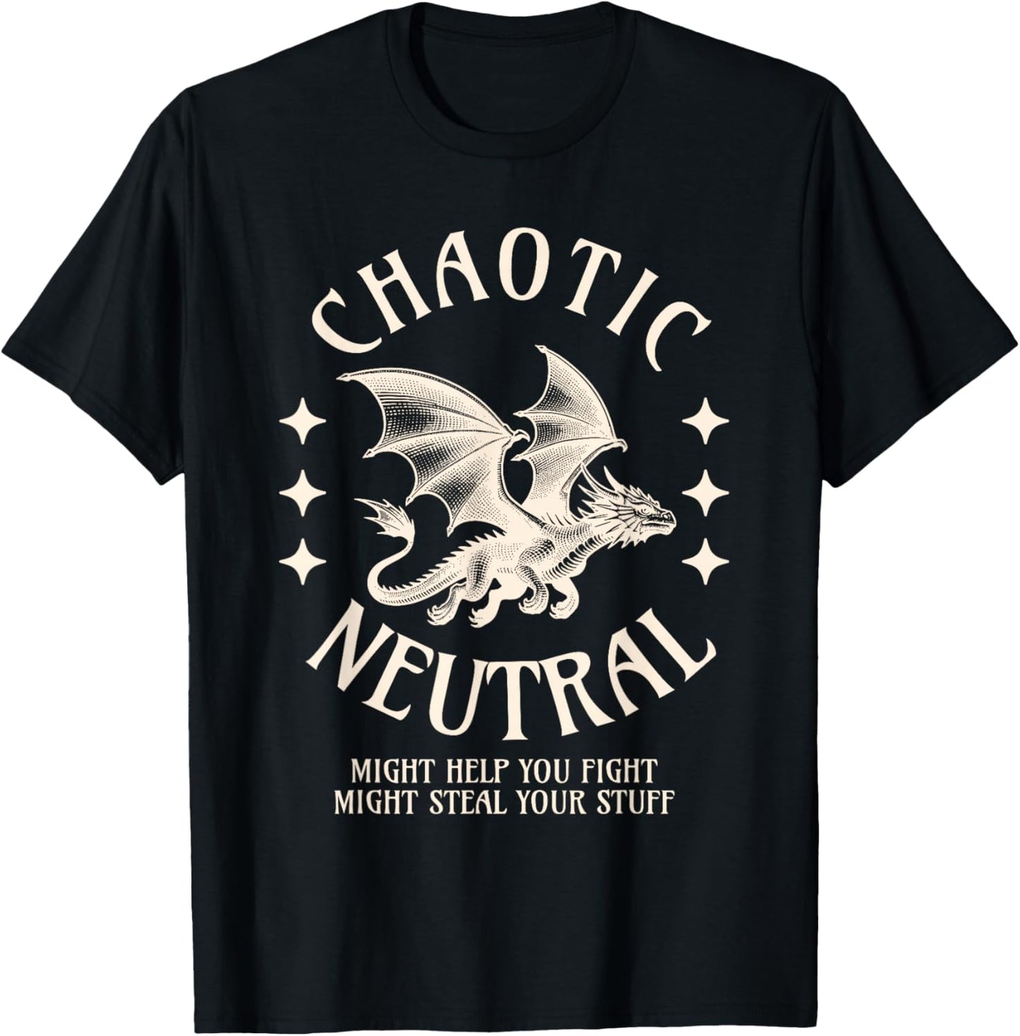 Chaotic Neutral Alignment Funny Roleplaying Character T-Shirt - T-Shirt | Black