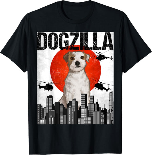Funny Vintage Japanese Dogzilla Parson Russell Terrier T-Shirt - T-Shirt | Black