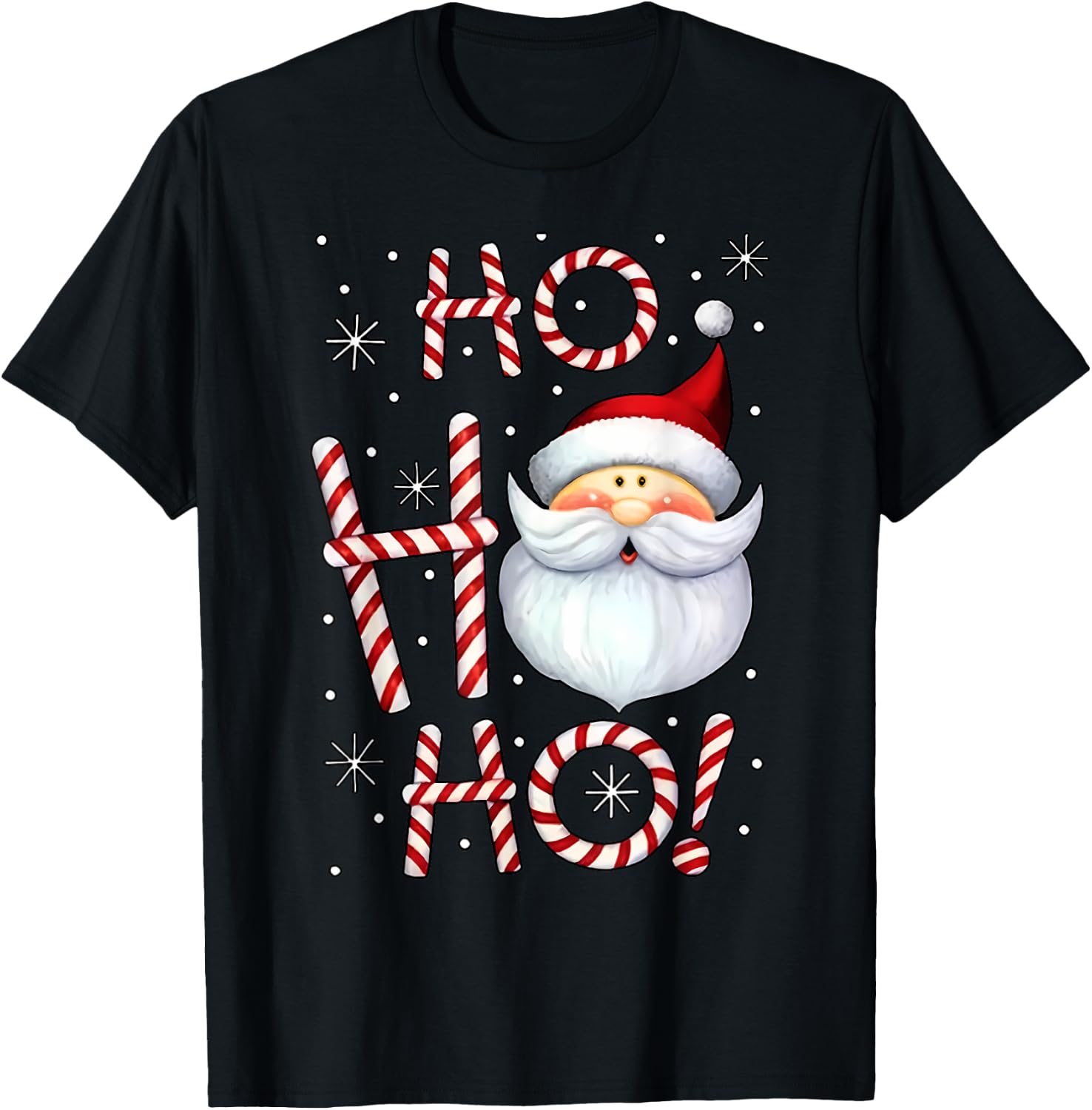 Christmas Santa Claus Candy Cane by Christmas Santa Claus Candy Cane for -Adults & Kids, Black, Small, Short Sleeve T-Shirt - T-Shirt | Black