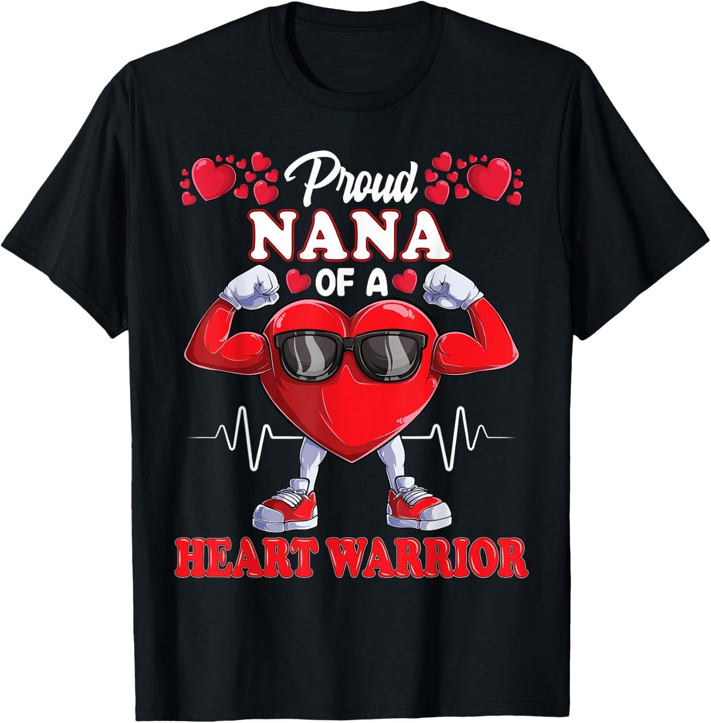 Proud Nana of a Heart Warrior CHD Awareness T-Shirt - T-Shirt | Black