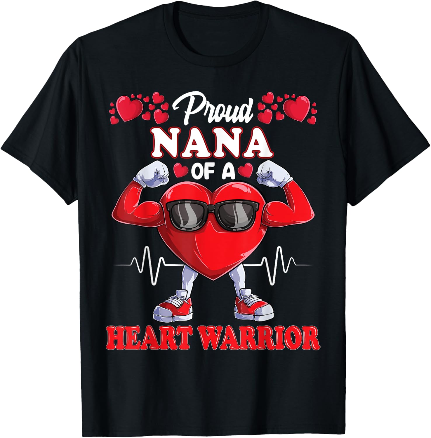 Proud Nana of a Heart Warrior CHD Awareness T-Shirt - T-Shirt | Black