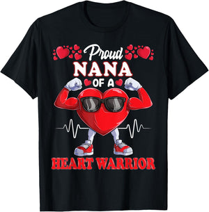 Proud Nana of a Heart Warrior CHD Awareness T-Shirt - T-Shirt | Black