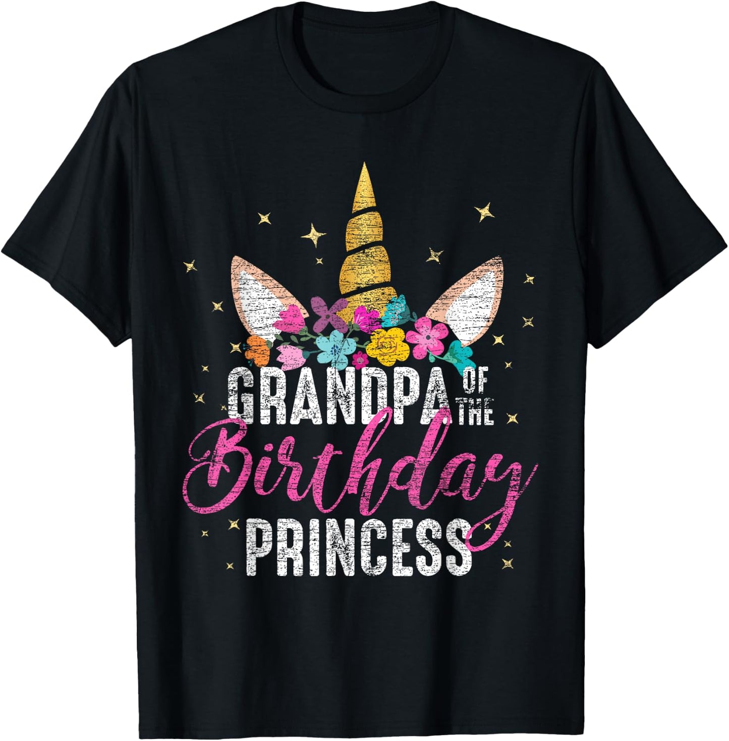 Grandpa Of The Birthday Princess Gifts Unicorn Birthday T-Shirt - T-Shirt | Black