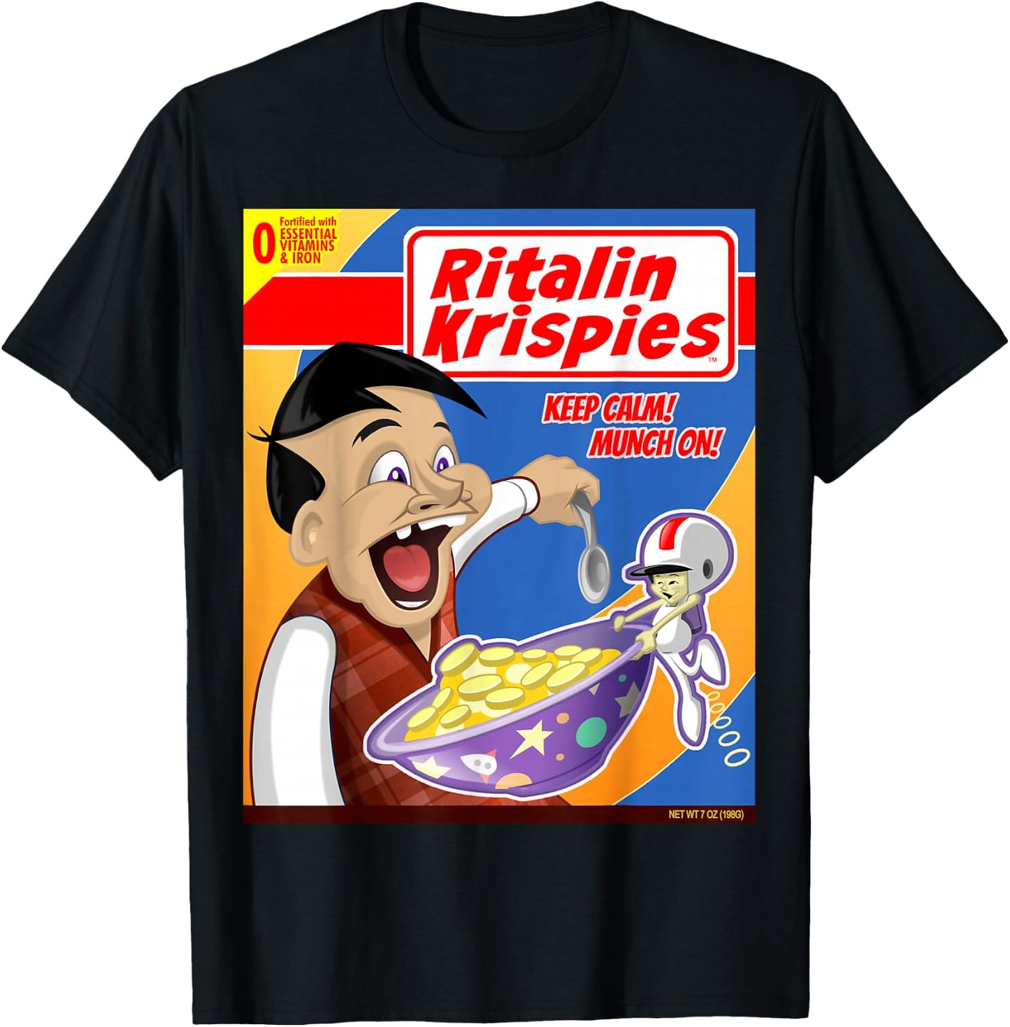 Ritalin Krispies Cereal Box T-Shirt - T-Shirt | Black