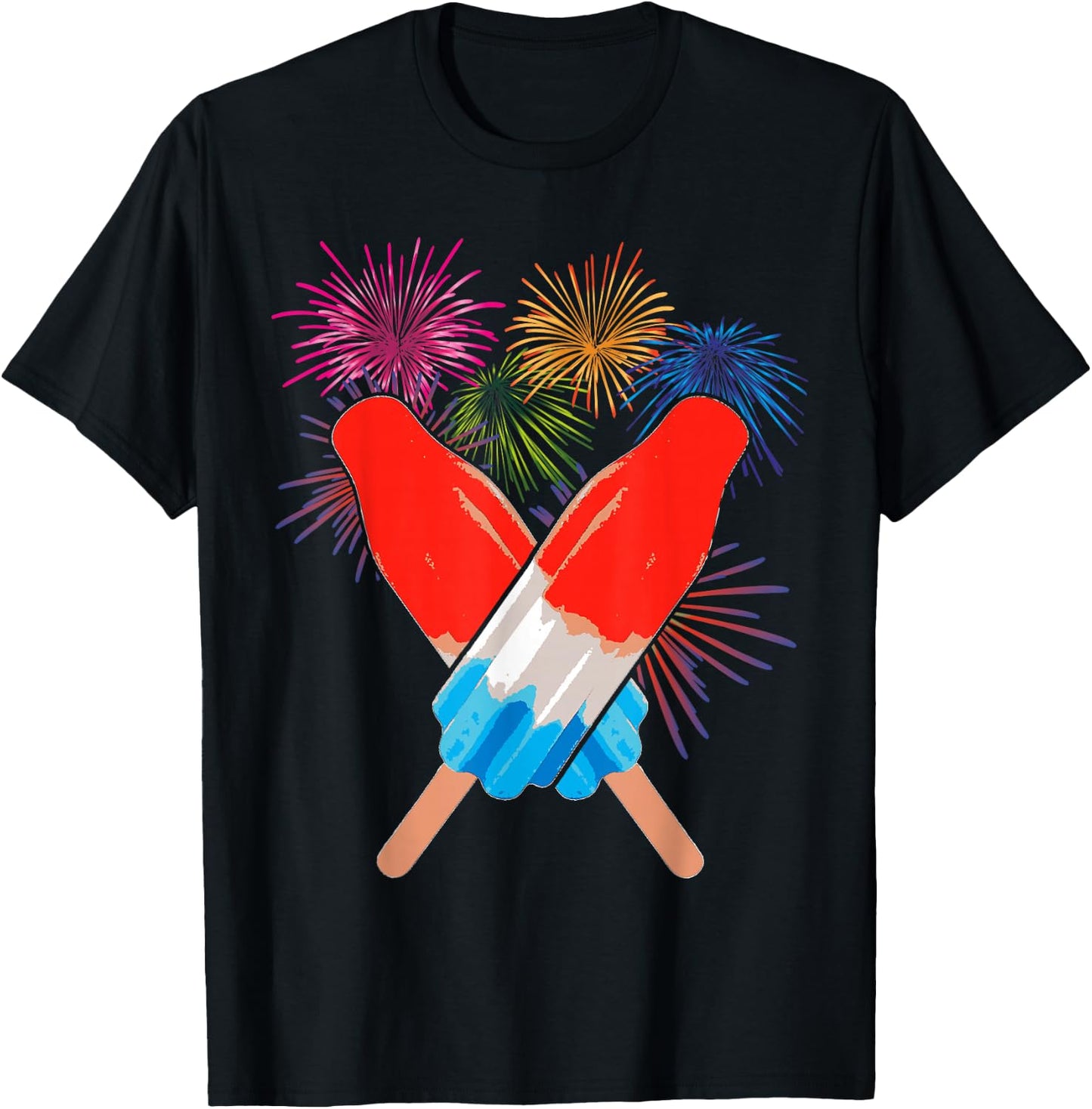 Memorial Day 4th of July Holiday Patriotic Rocket Pop T-Shirt - T-Shirt | Black