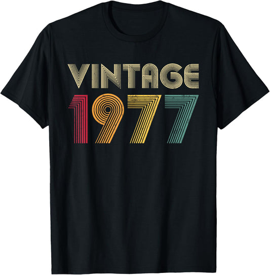 Vintage 1977 48th Birthday Retro Men Women 48 Years Old T-Shirt - T-Shirt | Black