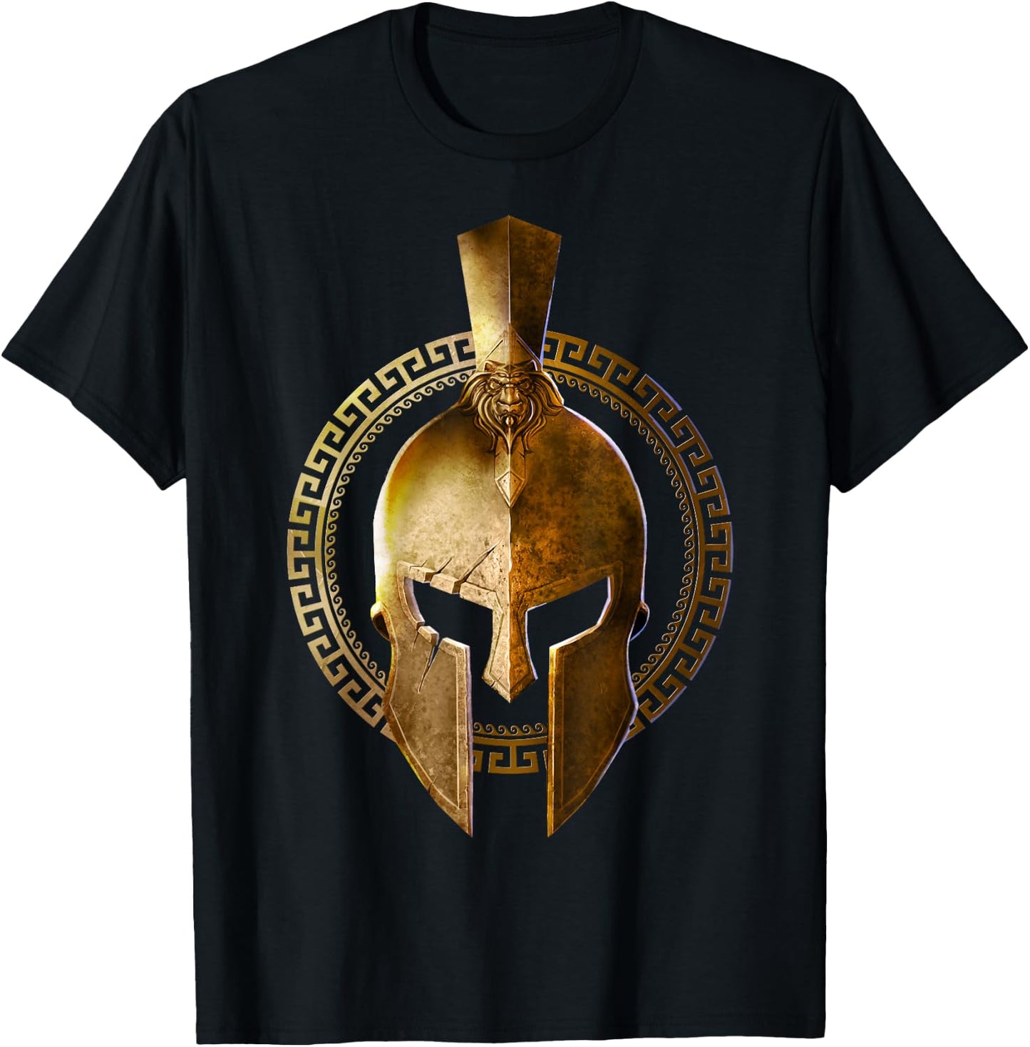 Golden Spartan Helmet Warrior Gladiator Gym - Workout T-Shirt - T-Shirt | Black