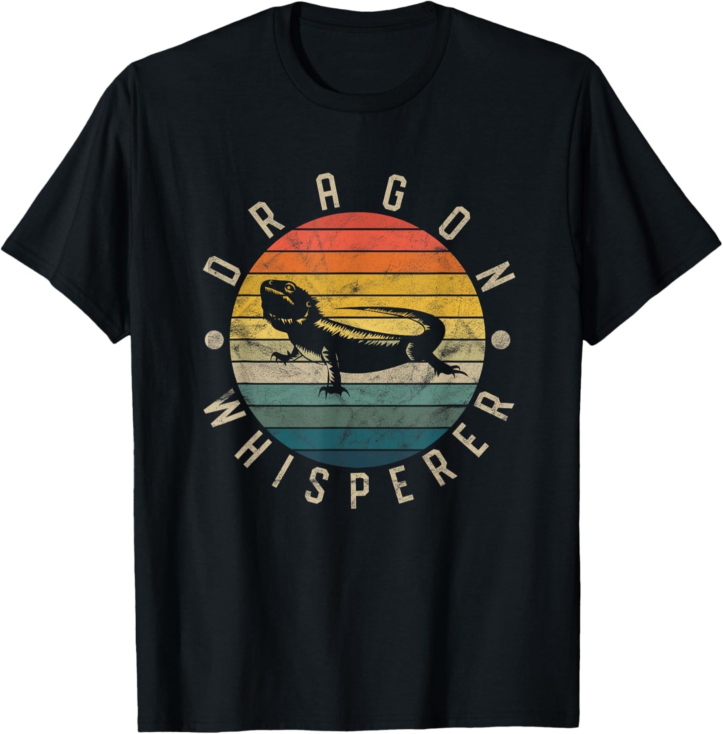 Bearded Dragon Whisperer Vintage Sunset Lizard Reptile T-Shirt - T-Shirt | Black