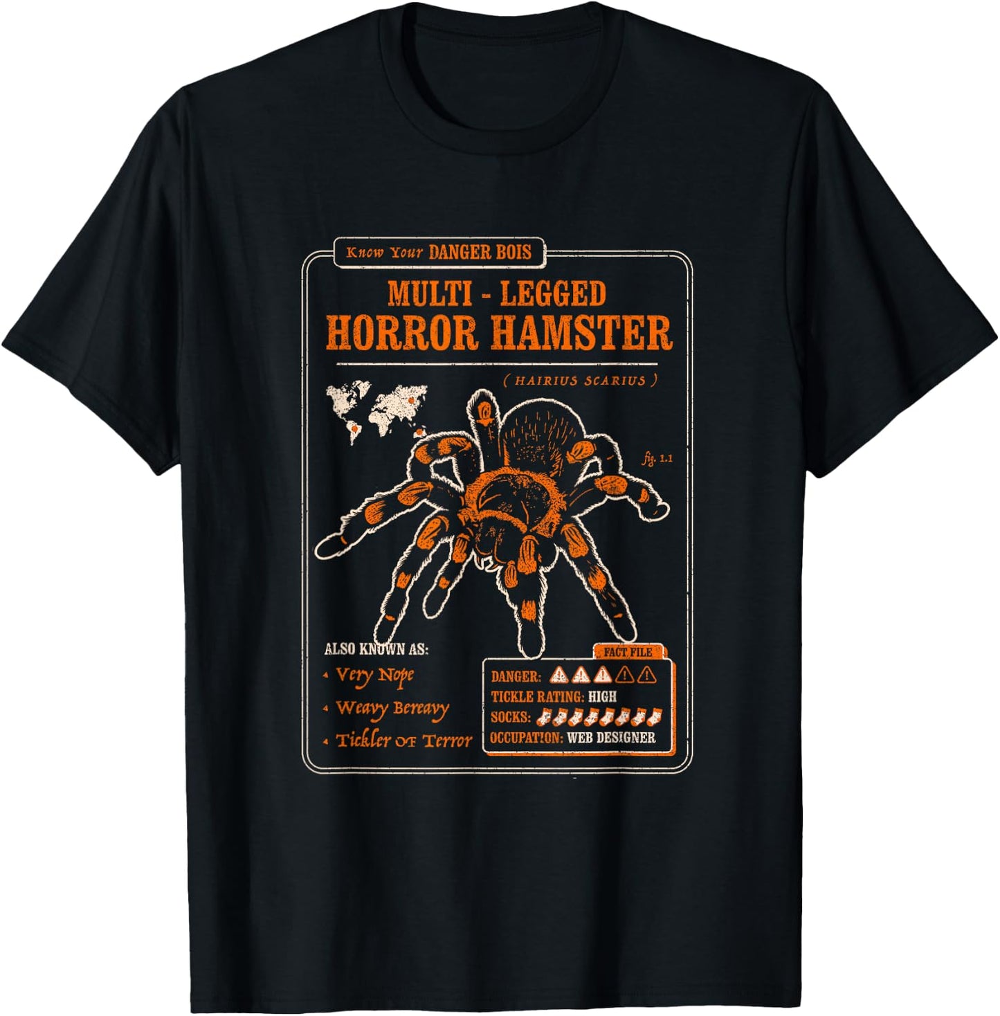 Know Your Multi Legged Horror Hamster (AKA Spider) Funny T-Shirt - T-Shirt | Black