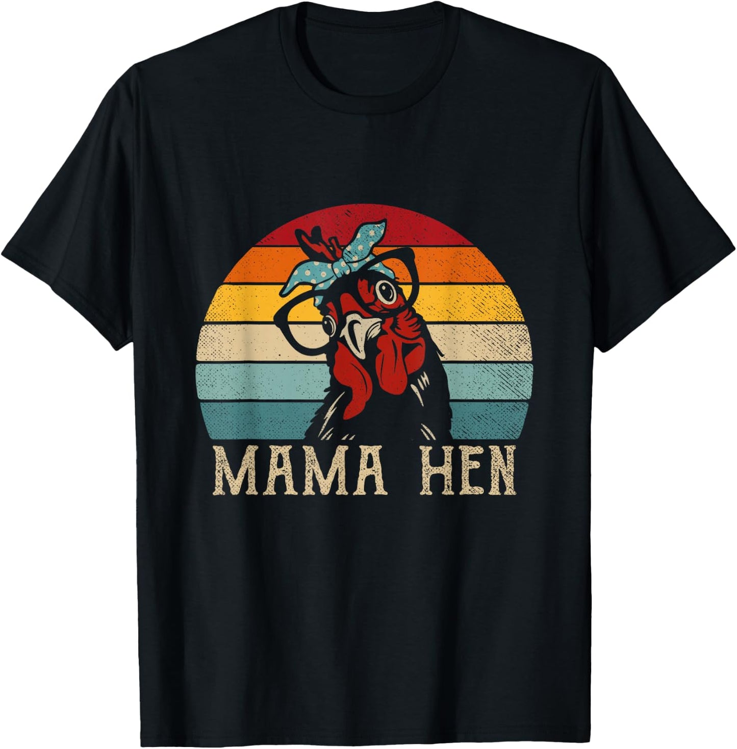 Funny Mama Hen Shirt Vintage Retro Chicken Mom Mother T-Shirt - T-Shirt | Black
