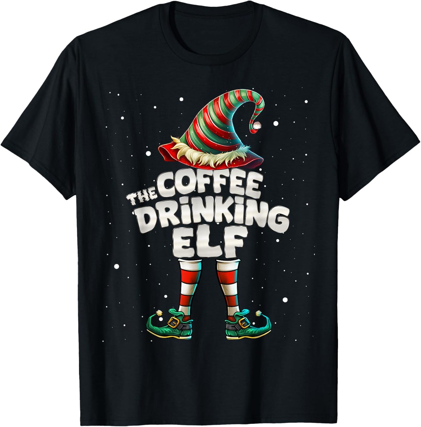 I'm The Coffee Drinking Elf Family Matching Group Christmas T-Shirt - T-Shirt | Black