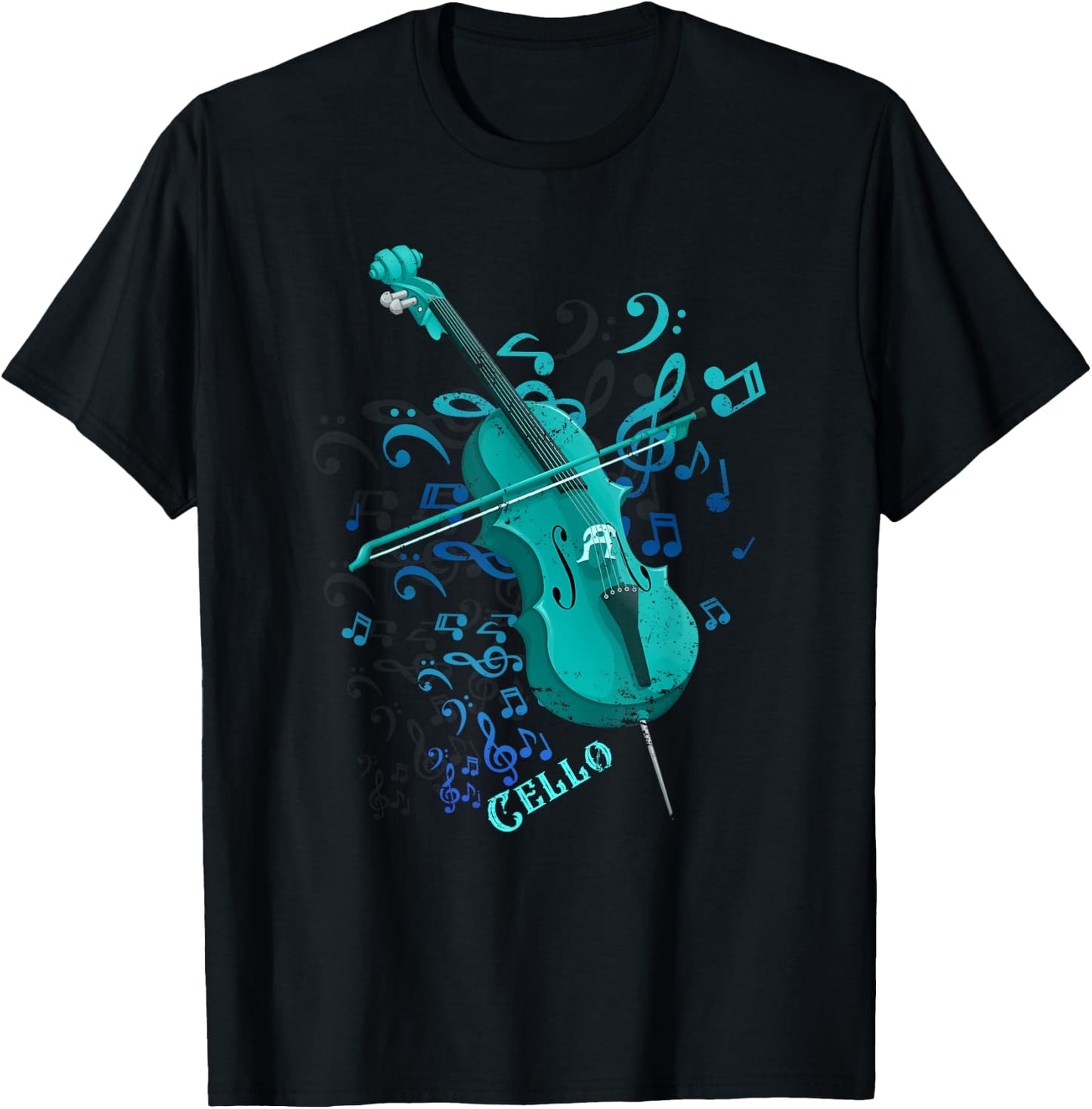 Music Notes Treble Clef Cellist Gift Orchestra Cello T-Shirt - T-Shirt | Black