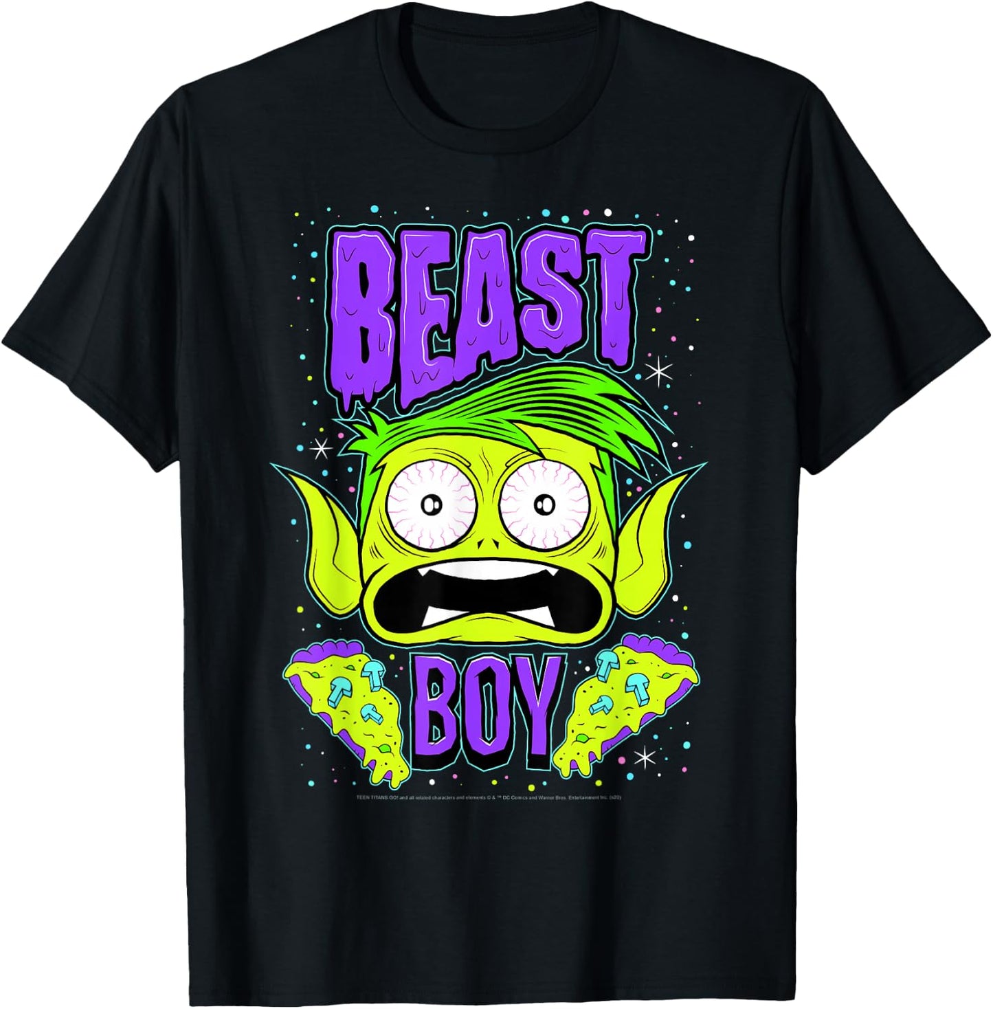 DC Comics Teen Titans Go! Beast Boy Pizza Portrait T-Shirt - T-Shirt | Black