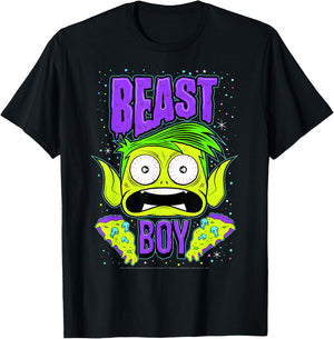 DC Comics Teen Titans Go! Beast Boy Pizza Portrait T-Shirt - T-Shirt | Black
