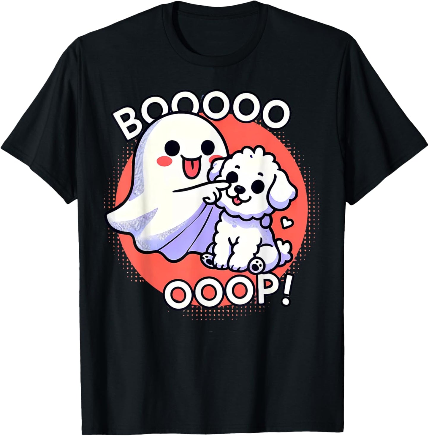 Funny Halloween Ghost Bichon Frise Dog Boop Puppy Humor Men Women Kids T-Shirt - T-Shirt | Black