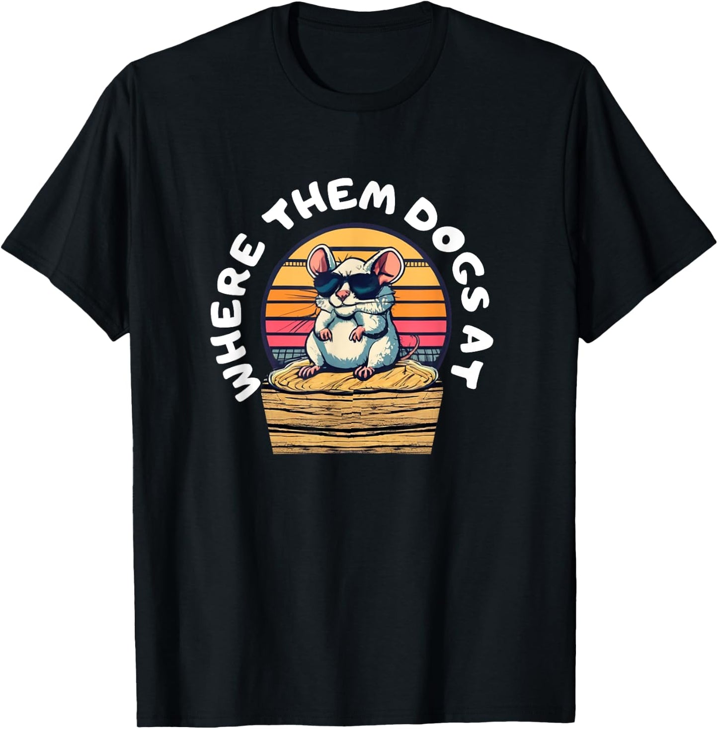 Funny Rat hunting - cute rat in sunglasses looking for dogs T-Shirt - T-Shirt | Black