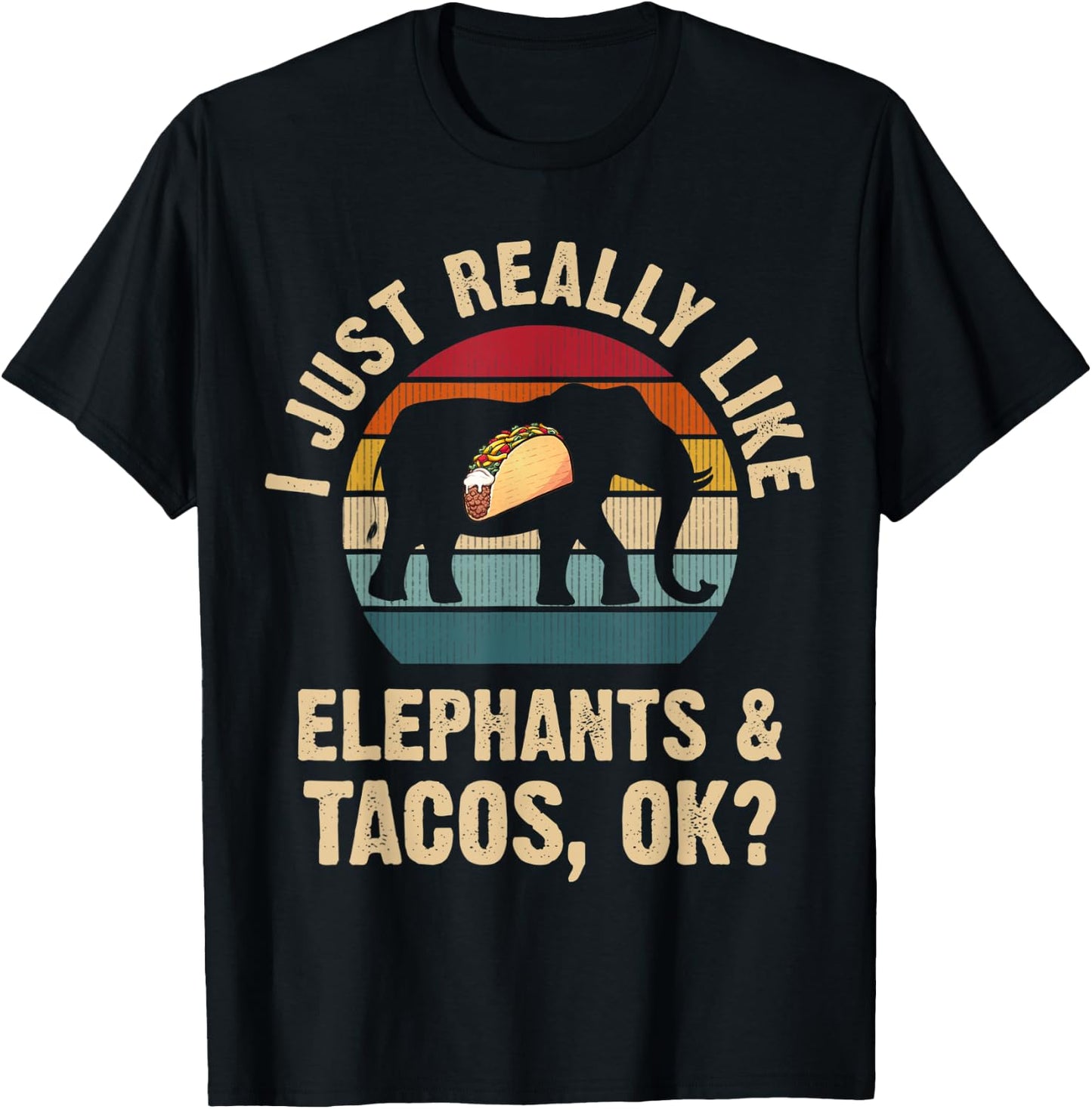 Elephants and Tacos lover Cinco de mayo Taco Tuesday Cute T-Shirt - T-Shirt | Black
