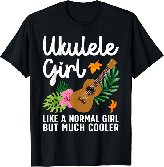Funny Ukulele Design Girls Kids Guitar Uke Lovers T-Shirt - T-Shirt | Black