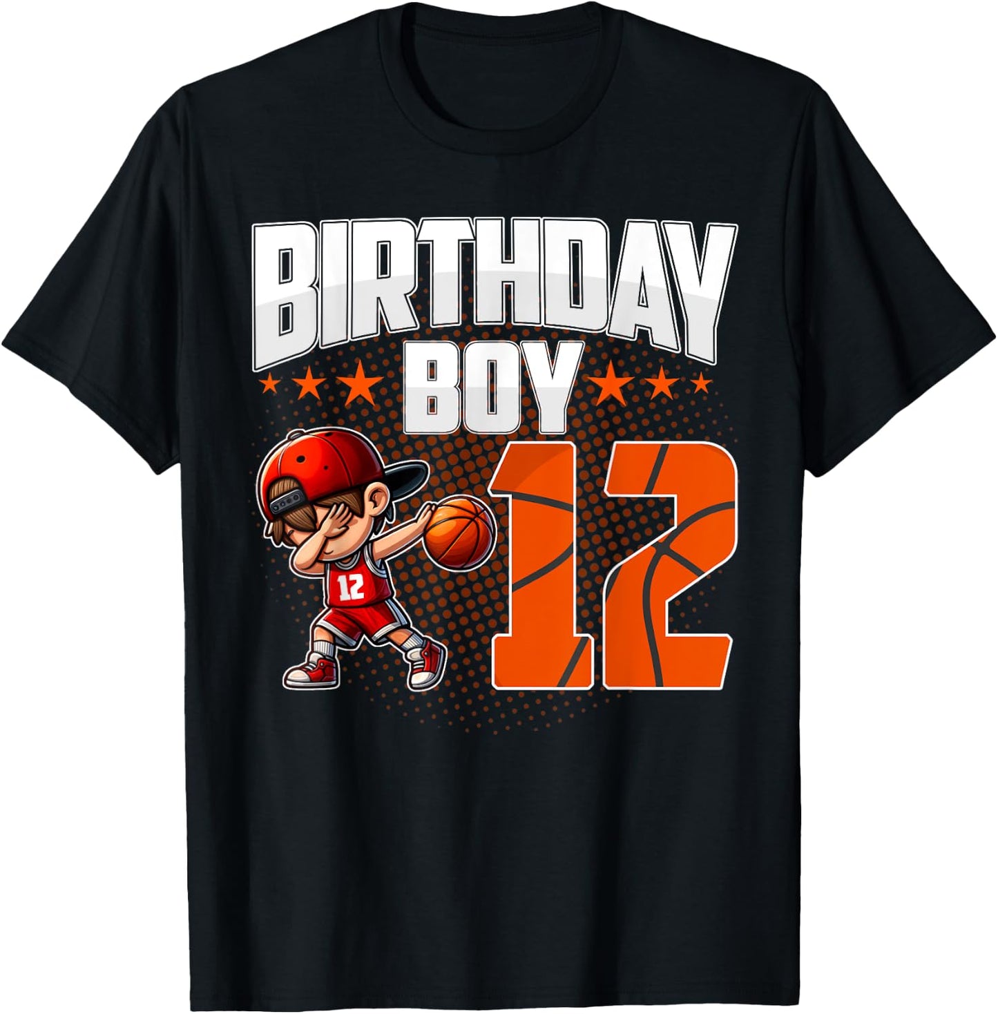 12th Birthday Boy Basketball 12 Years Old Boy Birthday T-Shirt - T-Shirt | Black