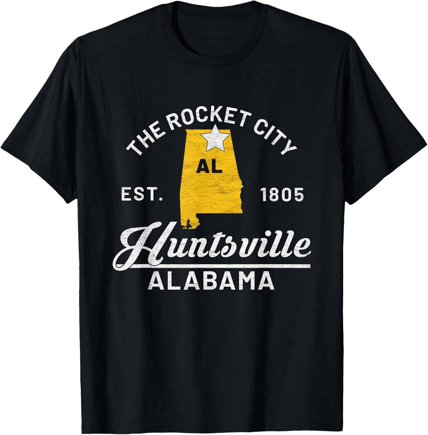 Huntsville Alabama Al Vintage The Rocket City Souvenir Gift T-Shirt - T-Shirt | Black