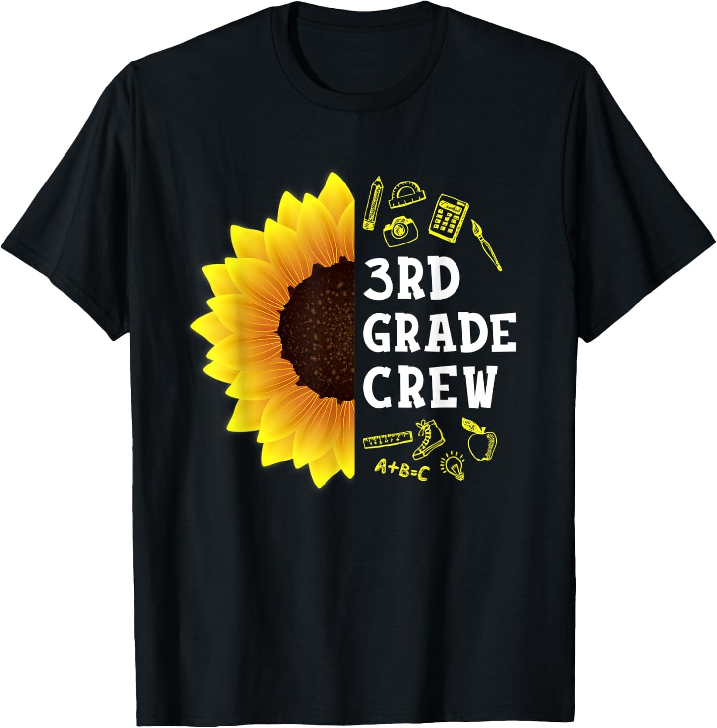 Sunflower 3rd Grade Crew Students Kids Team Back To School T-Shirt - T-Shirt | Black