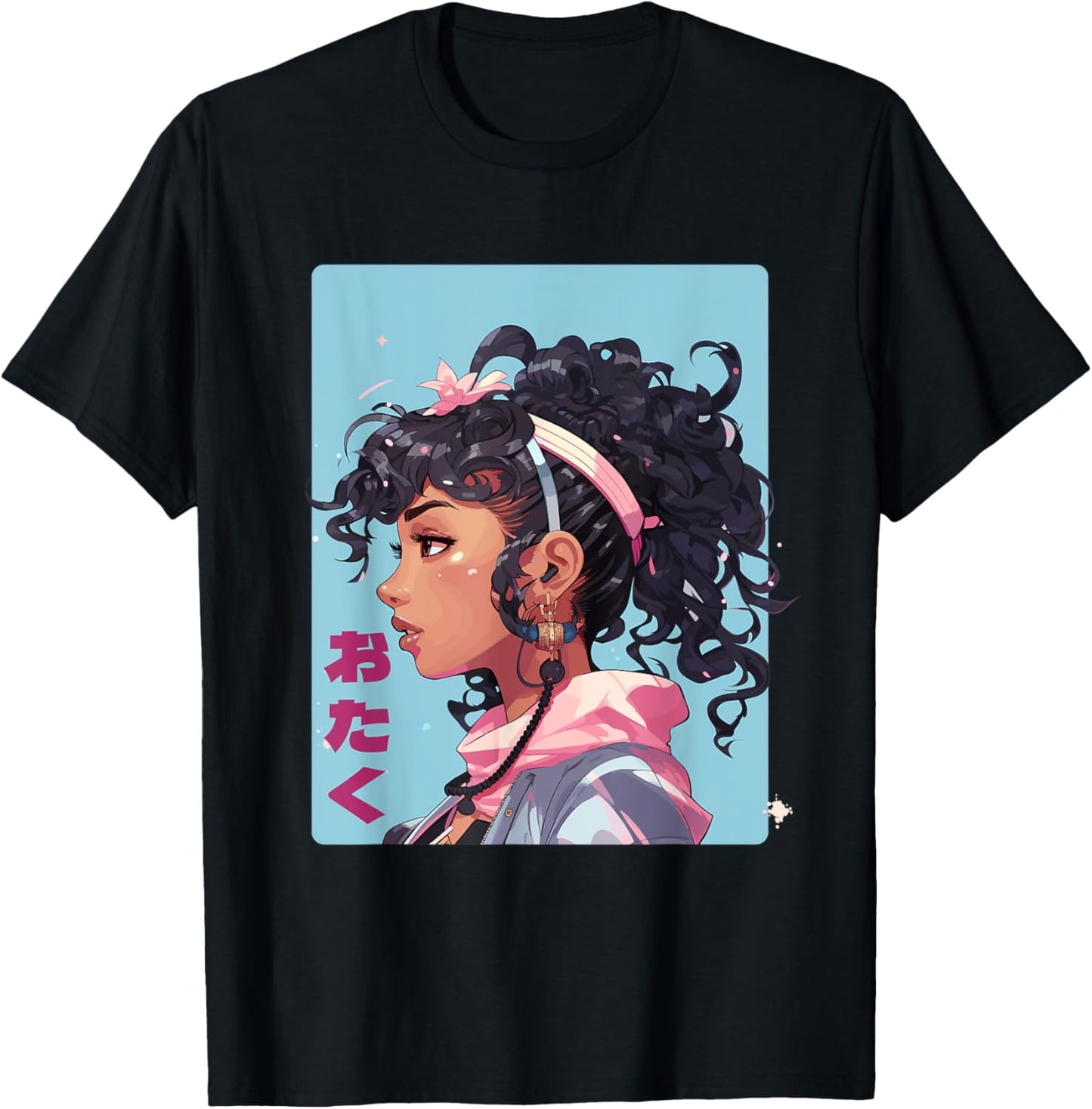Black Manga Girl Japan Comic Otaku Anime T-Shirt - T-Shirt | Black
