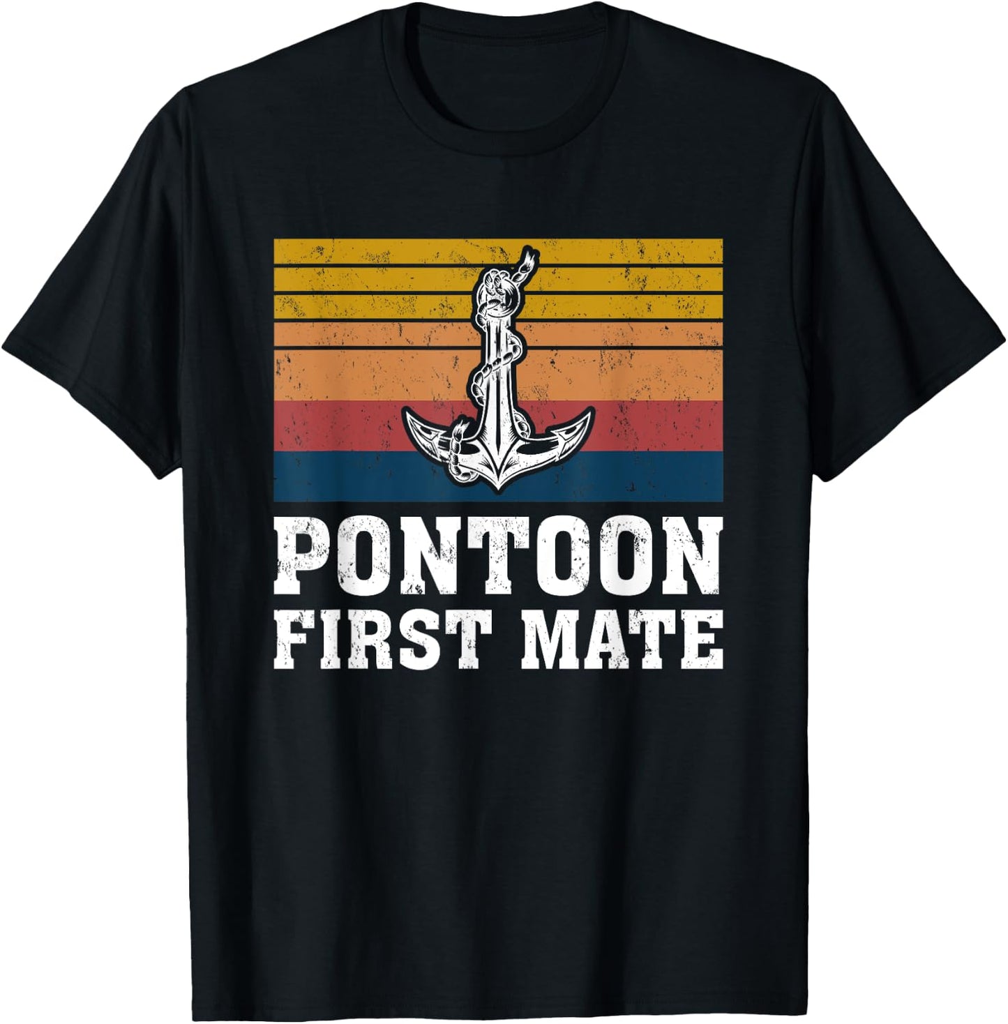Pontoon Captain Vintage Retro Pontoon First Mate T-Shirt - T-Shirt | Black