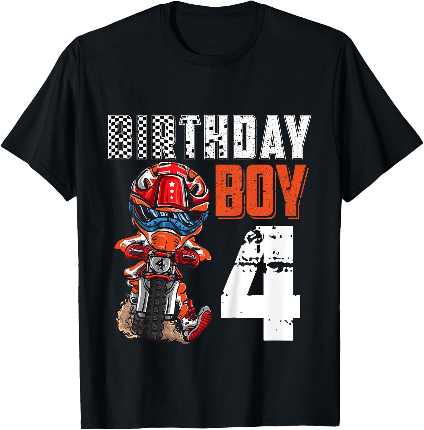 Motocross MX 4th Gift 4 Year Old Dirt Bike Birthday Party T-Shirt - T-Shirt | Black