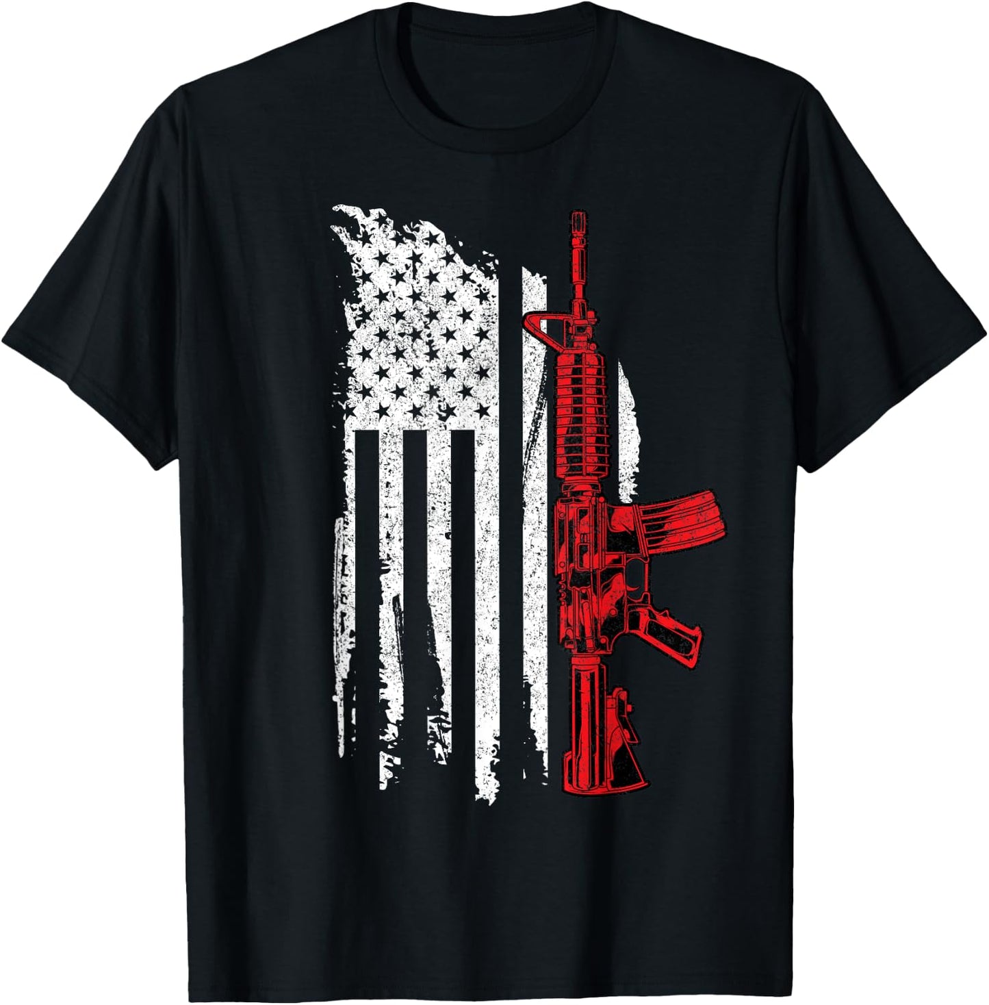 AR-15 Assault Rifle USA Flag Gun T Thin Red Line Men T-Shirt - T-Shirt | Black