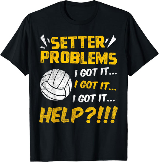 Volleyball Setter Team Sport Lover Player Quarterback Fan T-Shirt - T-Shirt | Black