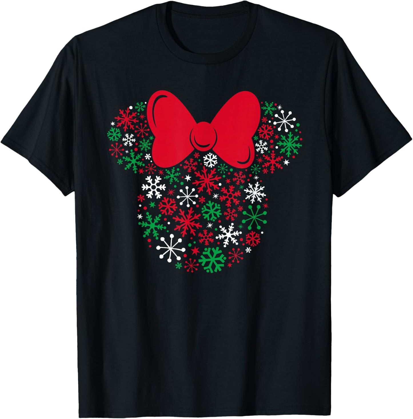 Disney Minnie Mouse Icon Holiday Snowflakes T-Shirt - T-Shirt | Black