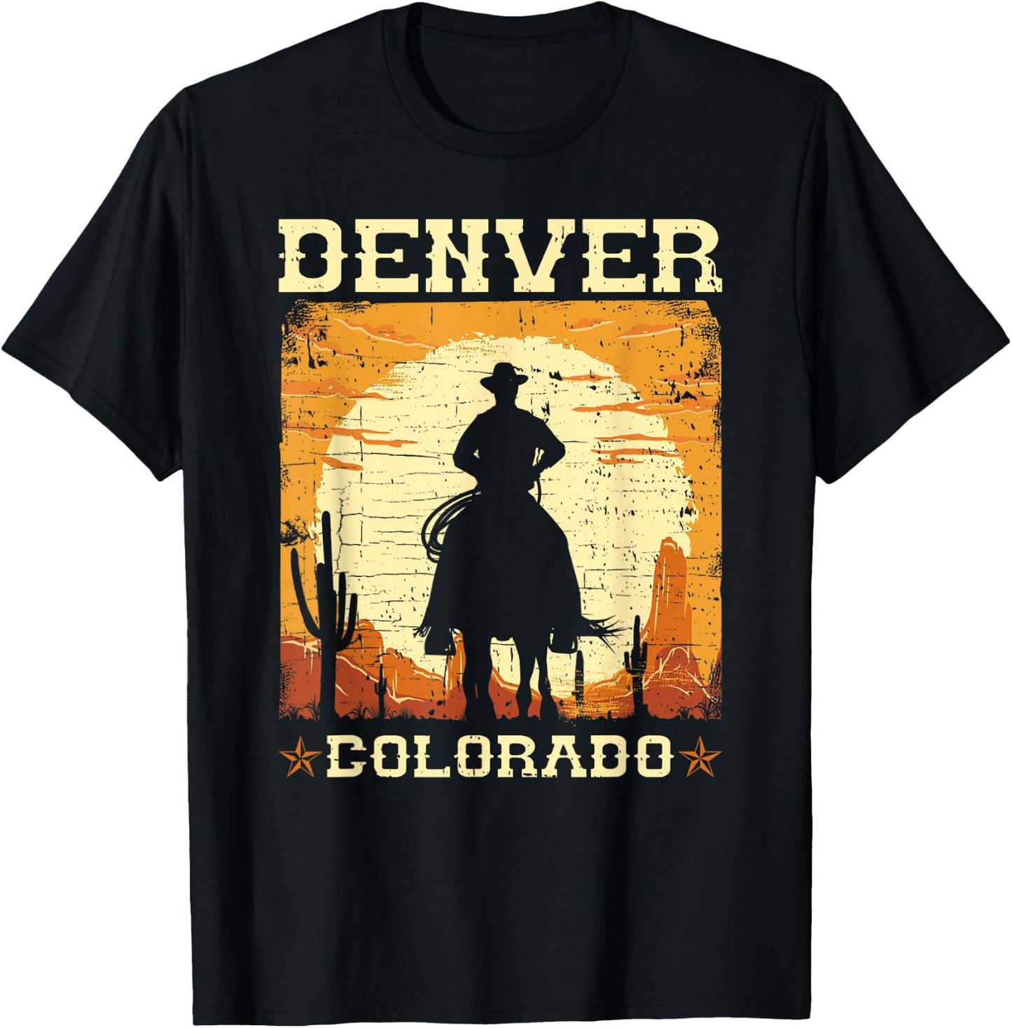 Denver Colorado CO Western Country Cowboy T-Shirt - T-Shirt | Black